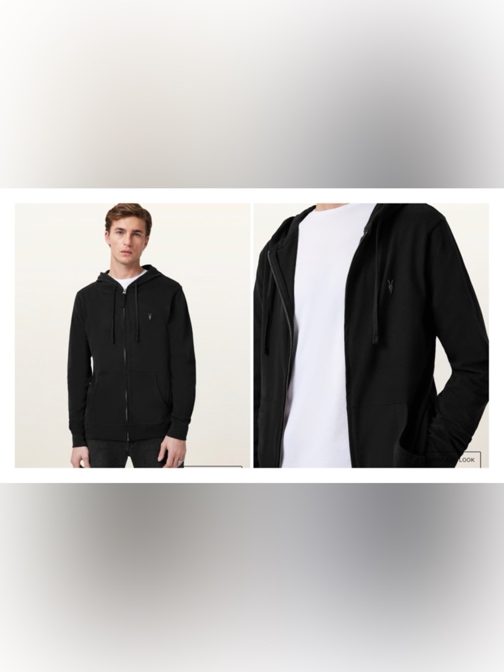 All Saints Cotton Black Zip Hoodie